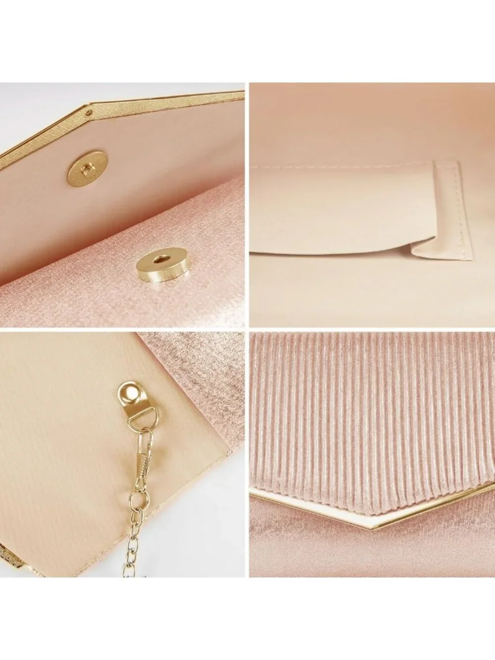 Bling Envelope Clutch Purse for Women, Vertical Lines Evening Bag w/Chain